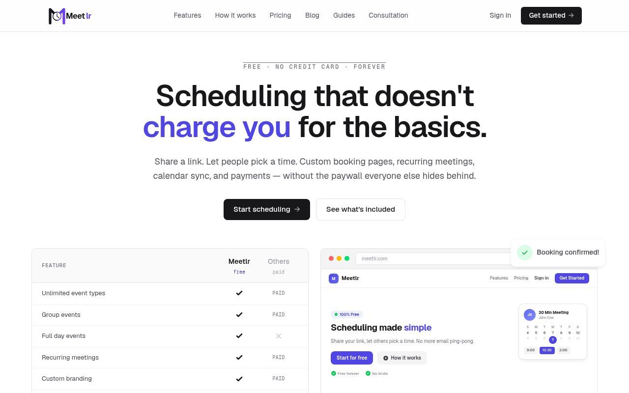 Homepage screenshot of meetlr.com