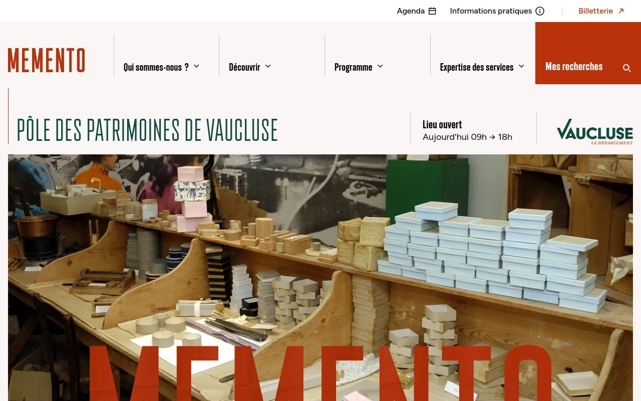 Homepage screenshot of memento.vaucluse.fr
