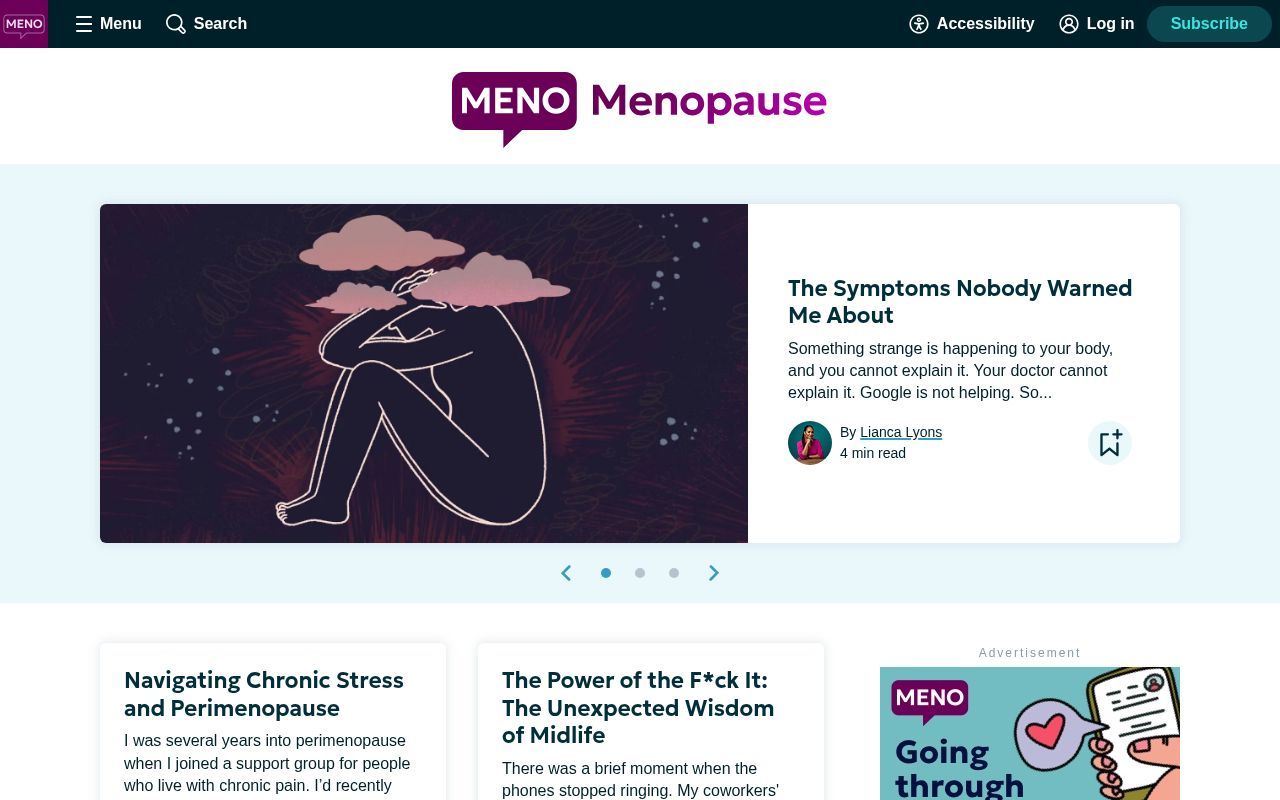 Homepage screenshot of menopause-community.net
