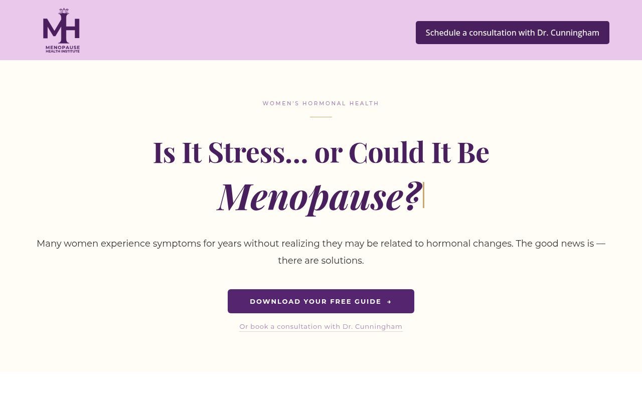 Homepage screenshot of menopausetn.com