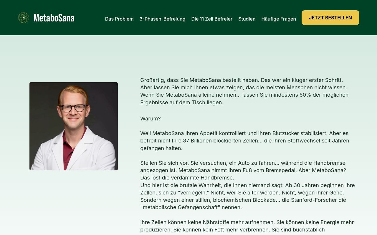 Homepage screenshot of metabosana.com