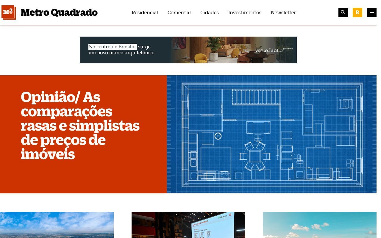 Homepage screenshot of metroquadrado.com