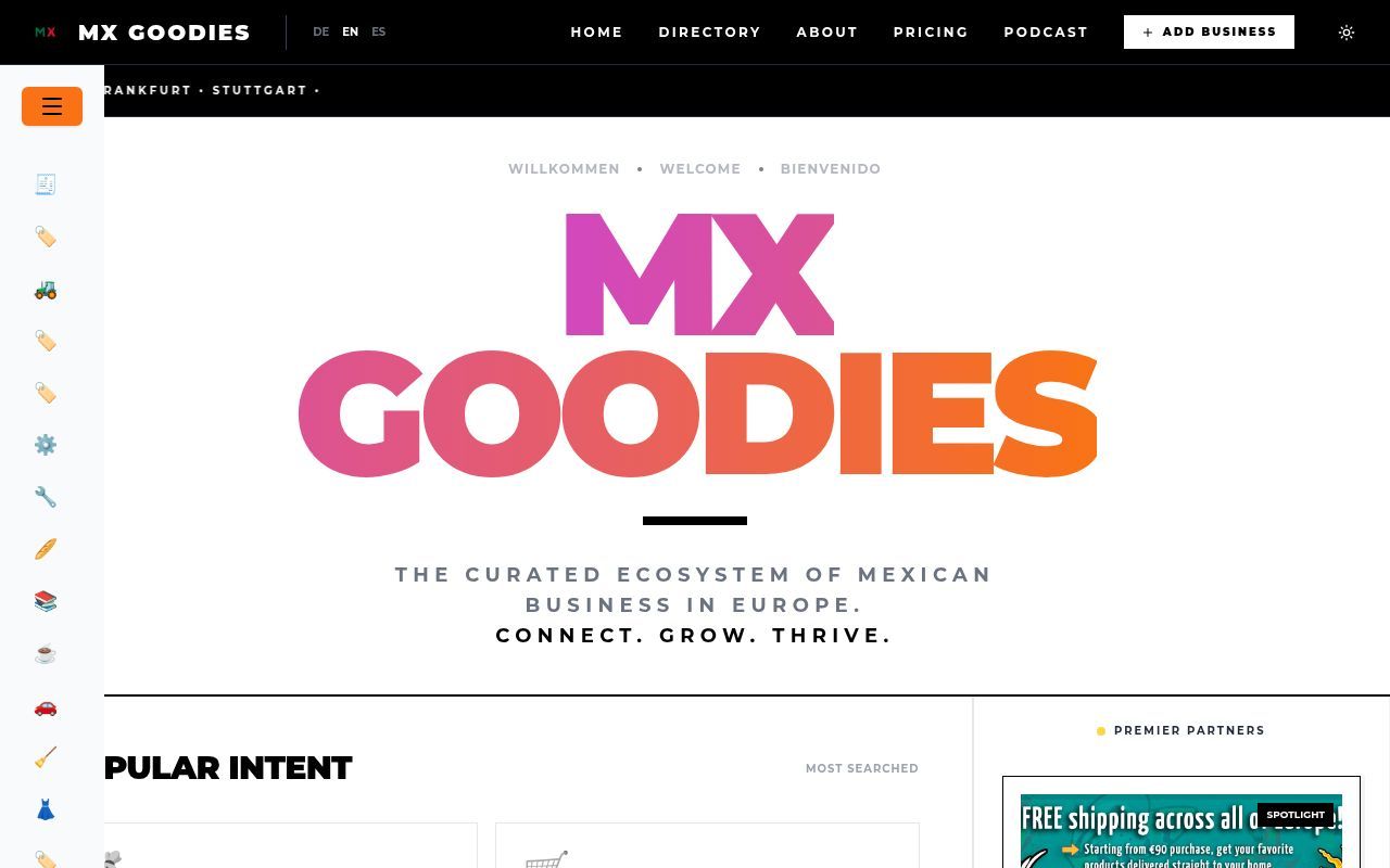 Homepage screenshot of mexican-goodies.com