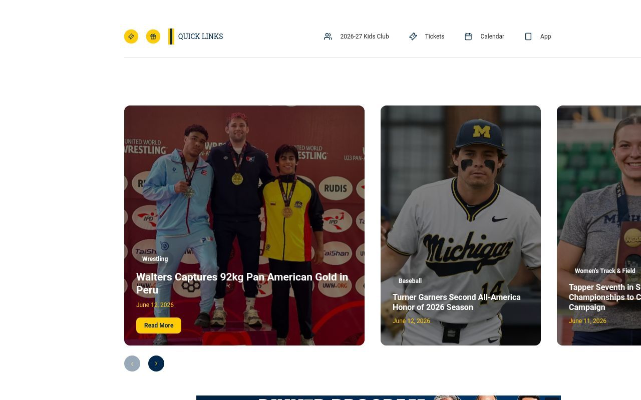 Homepage screenshot of mgoblue.com