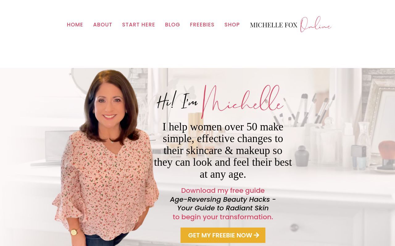 Homepage screenshot of michellefoxonline.com