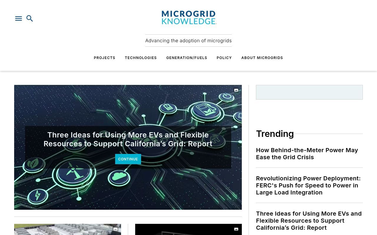 Homepage screenshot of microgridknowledge.com