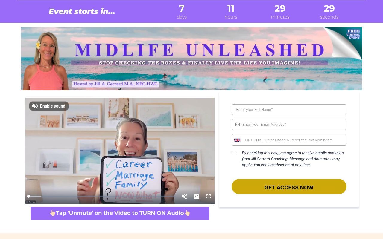 Homepage screenshot of midlifeunleashedlive.com