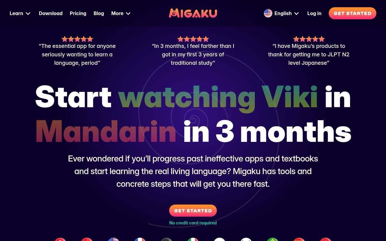 Homepage screenshot of migaku.com