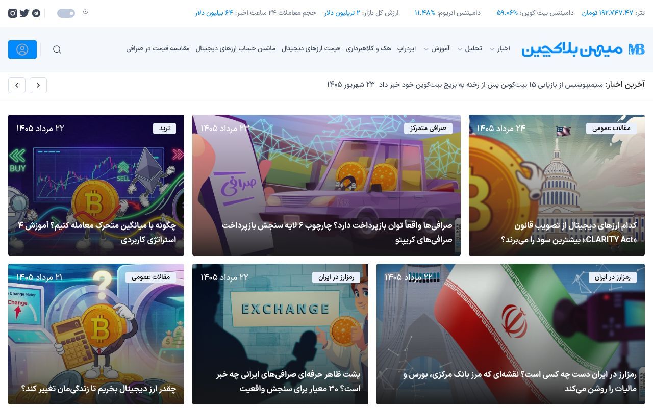 Homepage screenshot of mihanblockchain.com