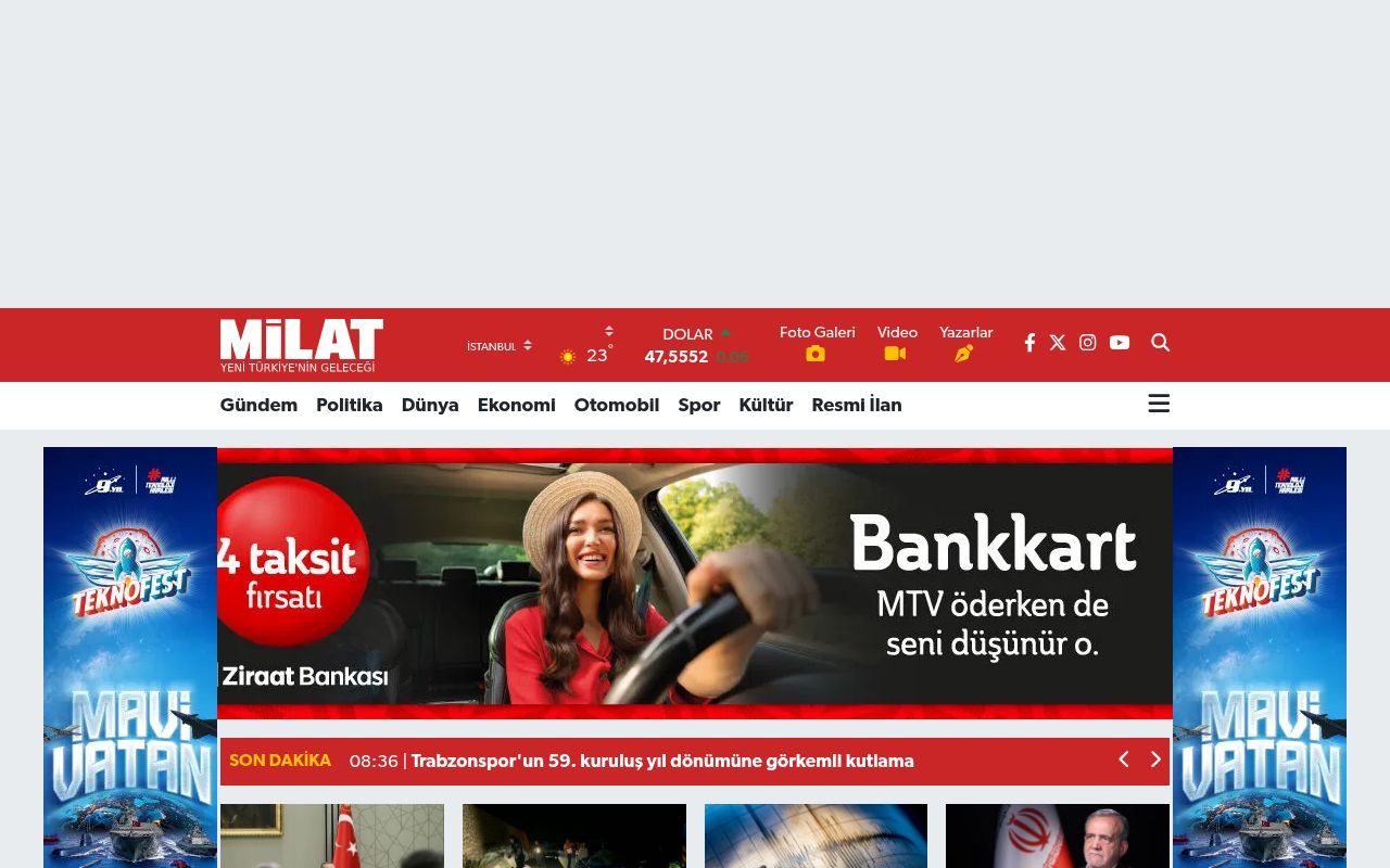 Homepage screenshot of milatgazetesi.com