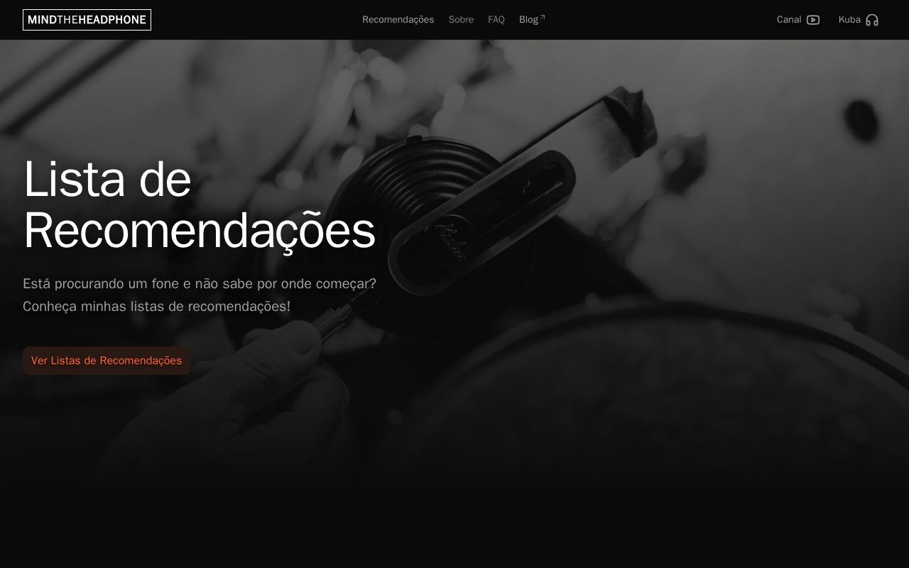 Homepage screenshot of mindtheheadphone.com.br