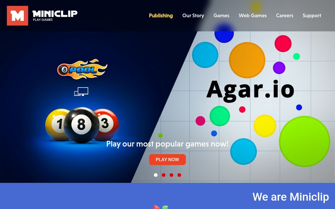 Homepage screenshot of miniclip.com