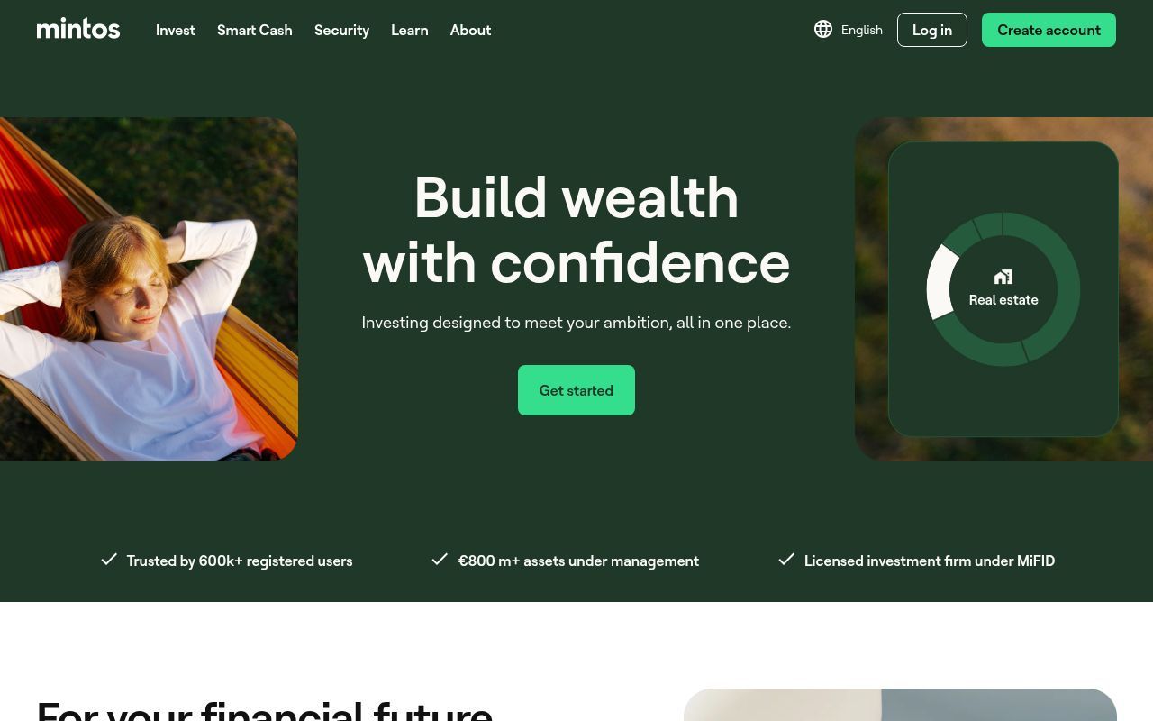 Homepage screenshot of mintos.com