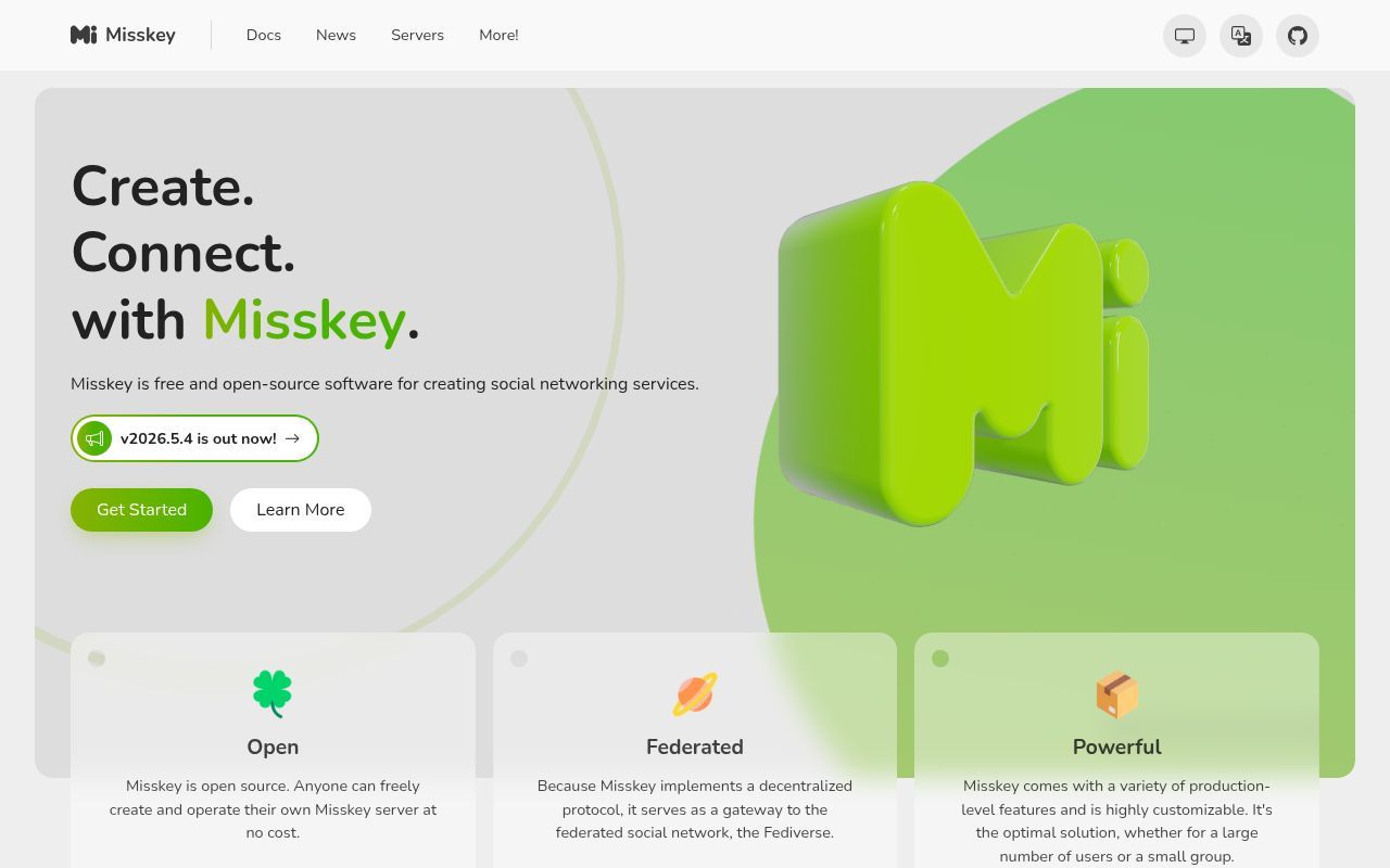 Homepage screenshot of misskey-hub.net