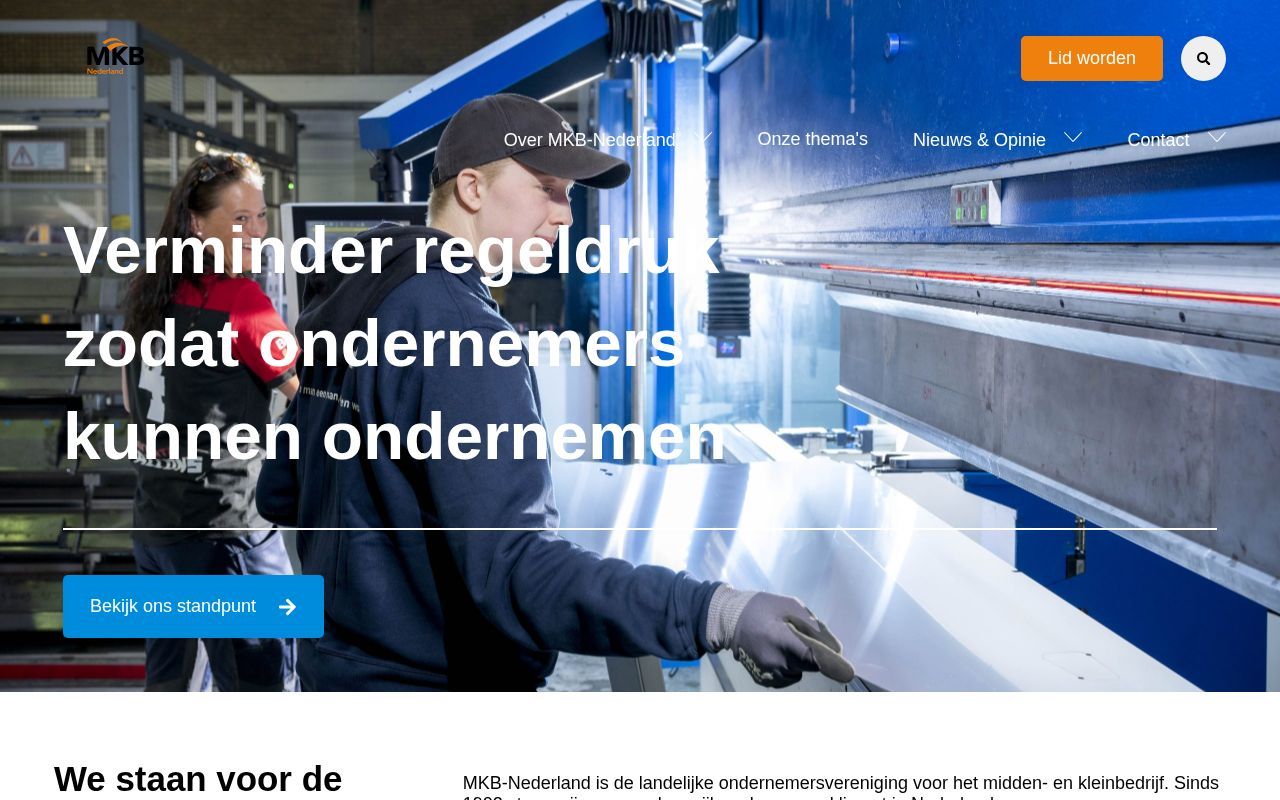 Homepage screenshot of mkb.nl
