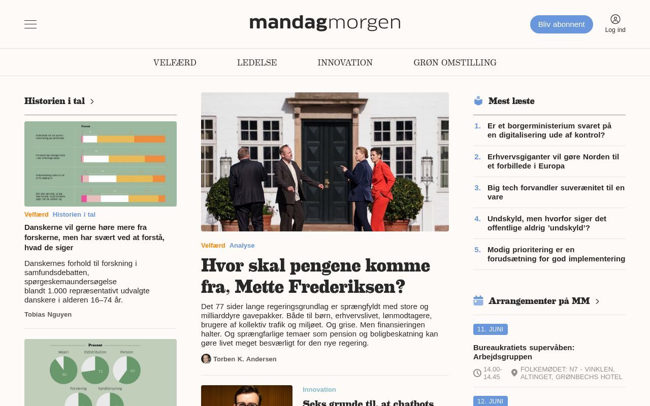 Homepage screenshot of mm.dk
