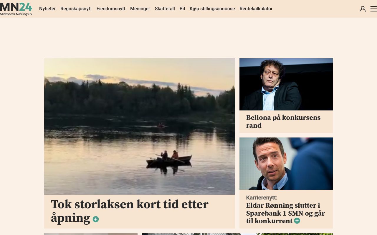 Homepage screenshot of mn24.no