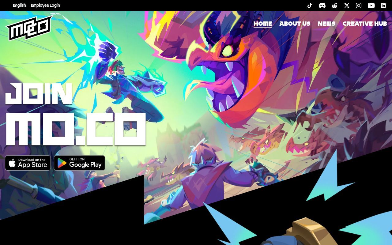 Homepage screenshot of mo.co