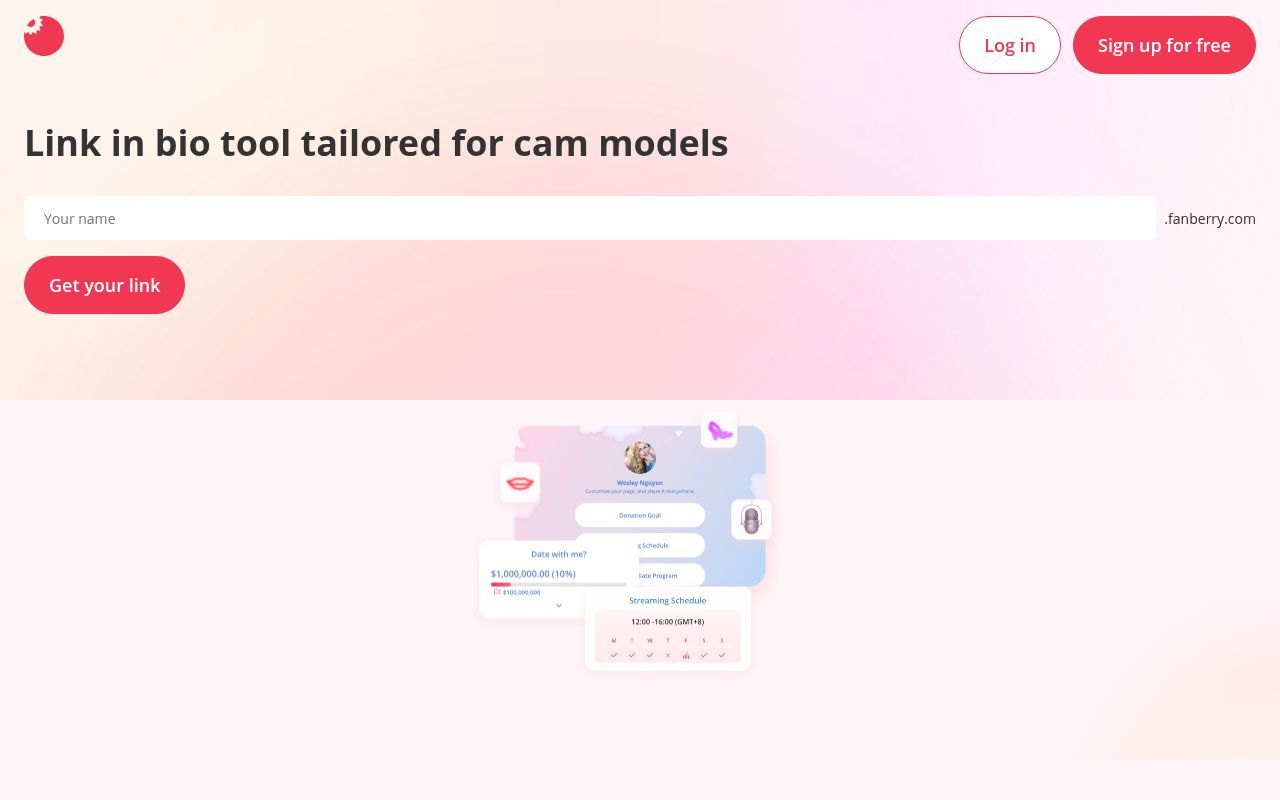 Homepage screenshot of model.fanberry.com