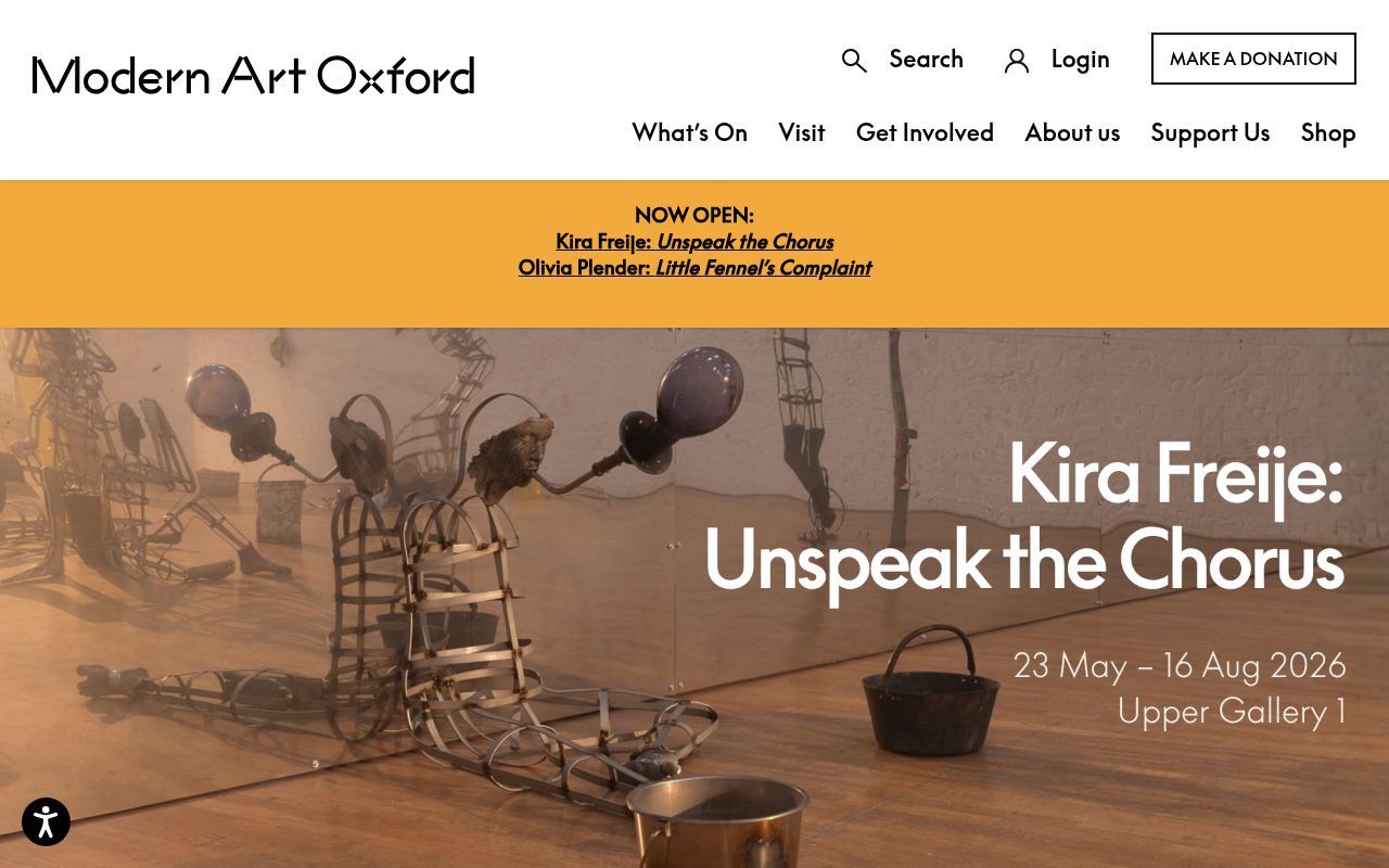 Homepage screenshot of modernartoxford.org.uk