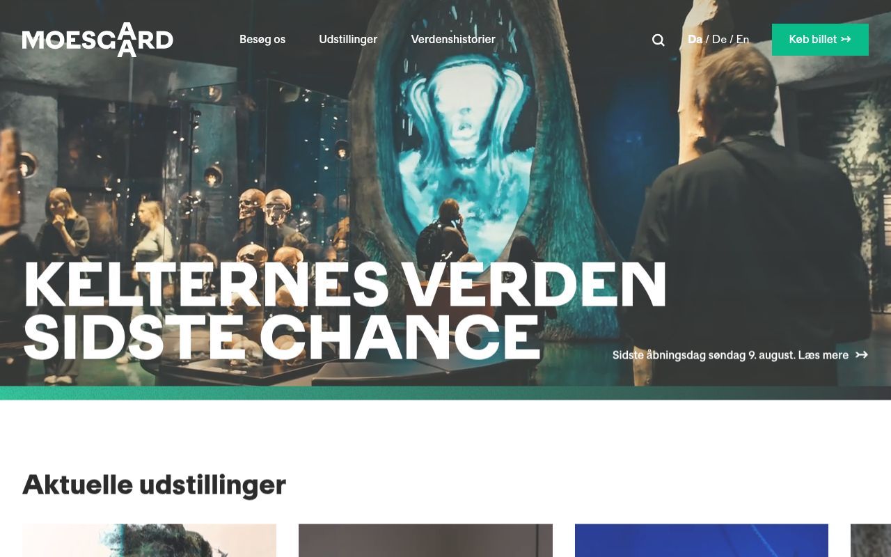 Homepage screenshot of moesgaardmuseum.dk