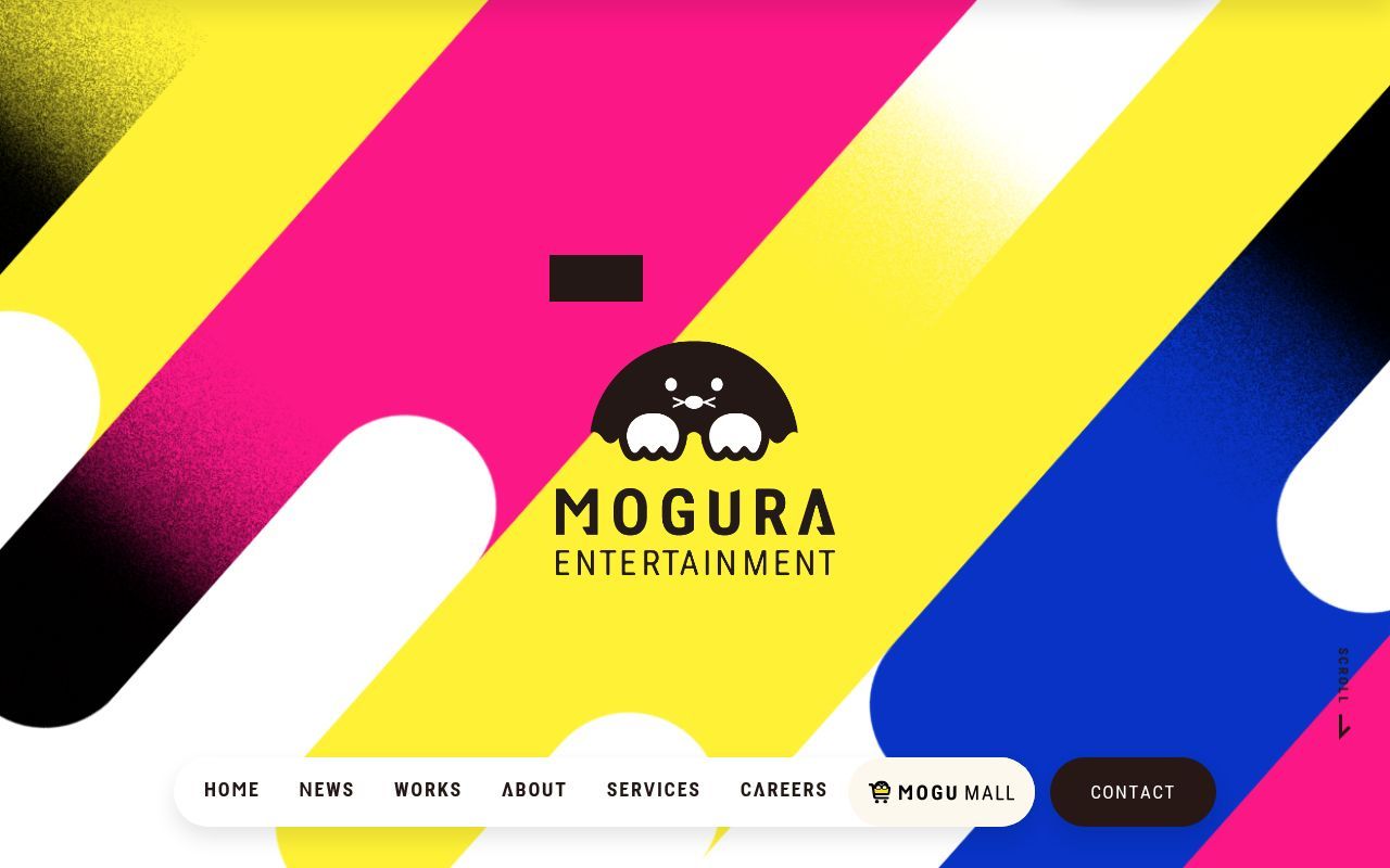 Homepage screenshot of mogura-ent.com