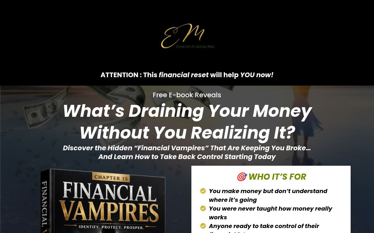 Homepage screenshot of moneybloodsuckers.com