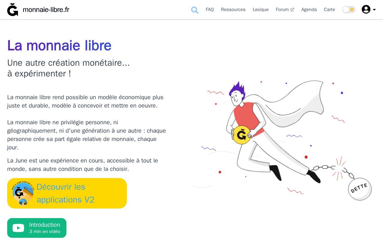 Homepage screenshot of monnaie-libre.fr