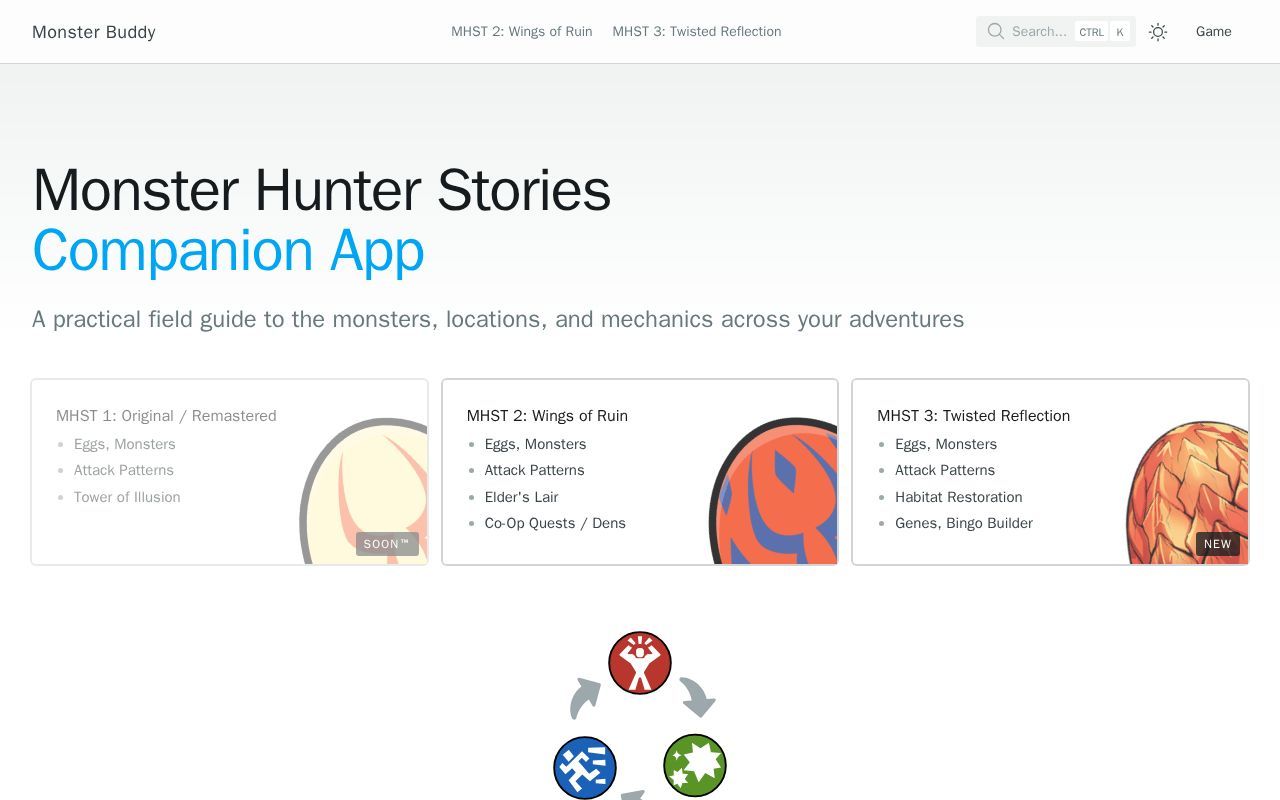 Homepage screenshot of monsterbuddy.app