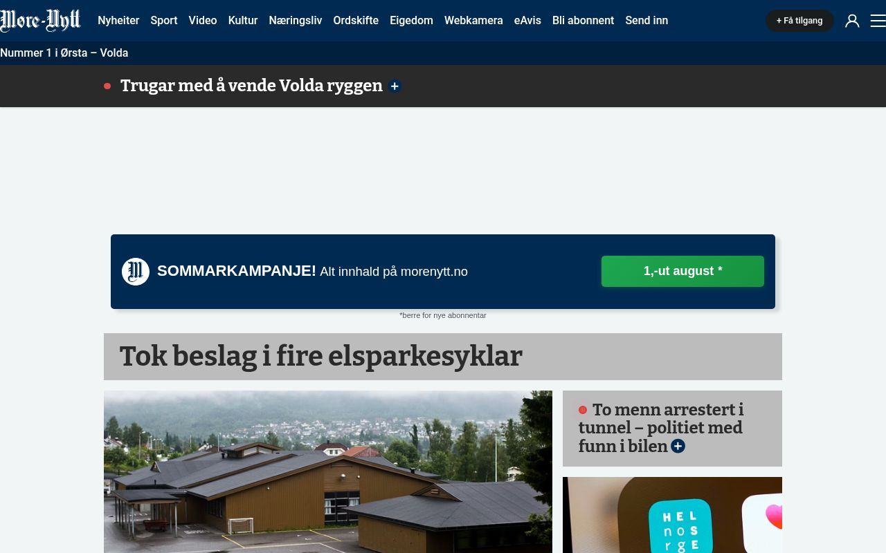 Homepage screenshot of morenytt.no