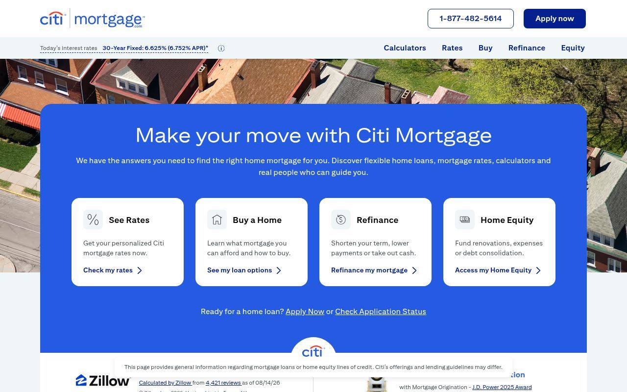 Homepage screenshot of mortgage.com