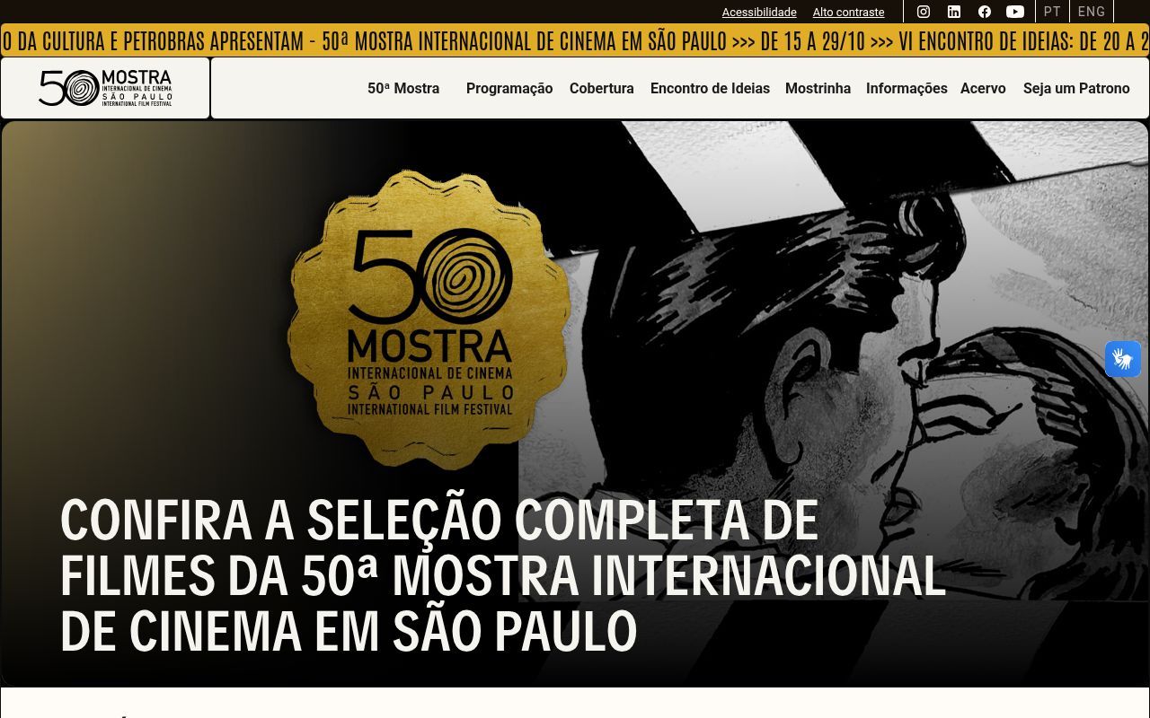 Homepage screenshot of mostra.org