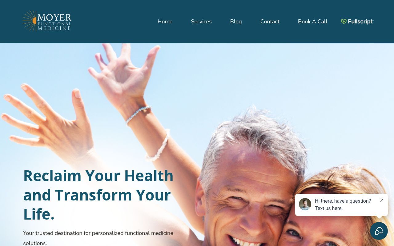 Homepage screenshot of moyerfunctionalmedicine.com