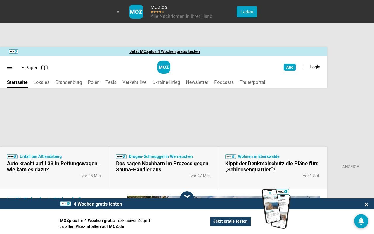 Homepage screenshot of moz.de