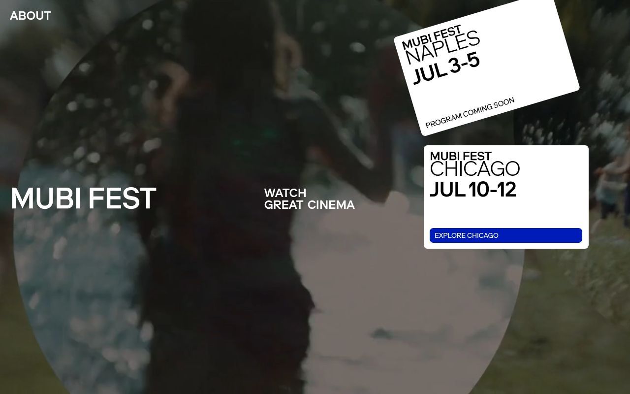 Homepage screenshot of mubifest.com