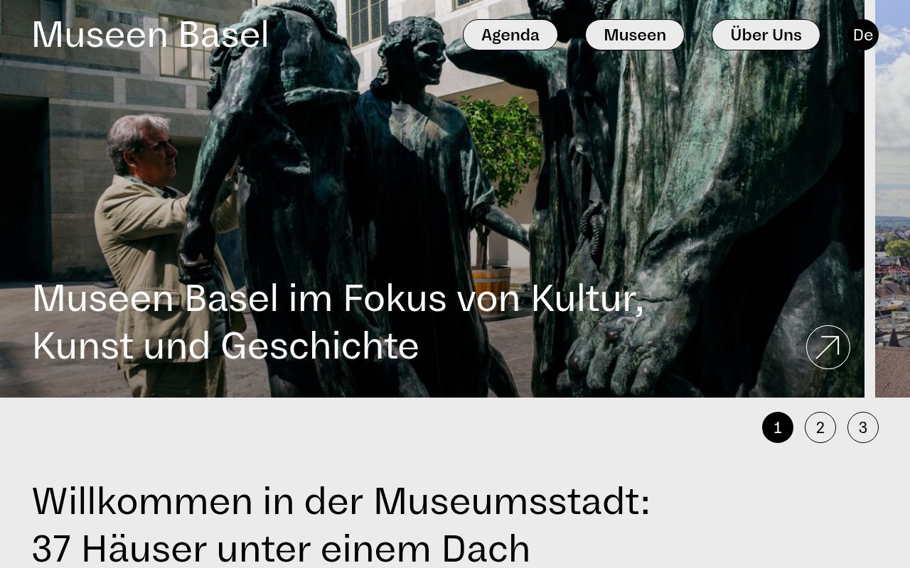Homepage screenshot of museenbasel.ch