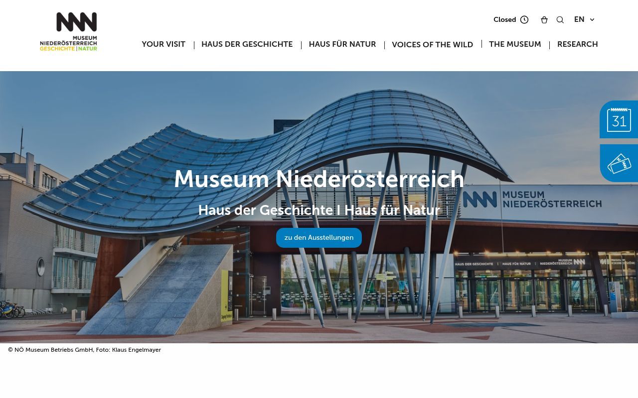 Homepage screenshot of museumnoe.at