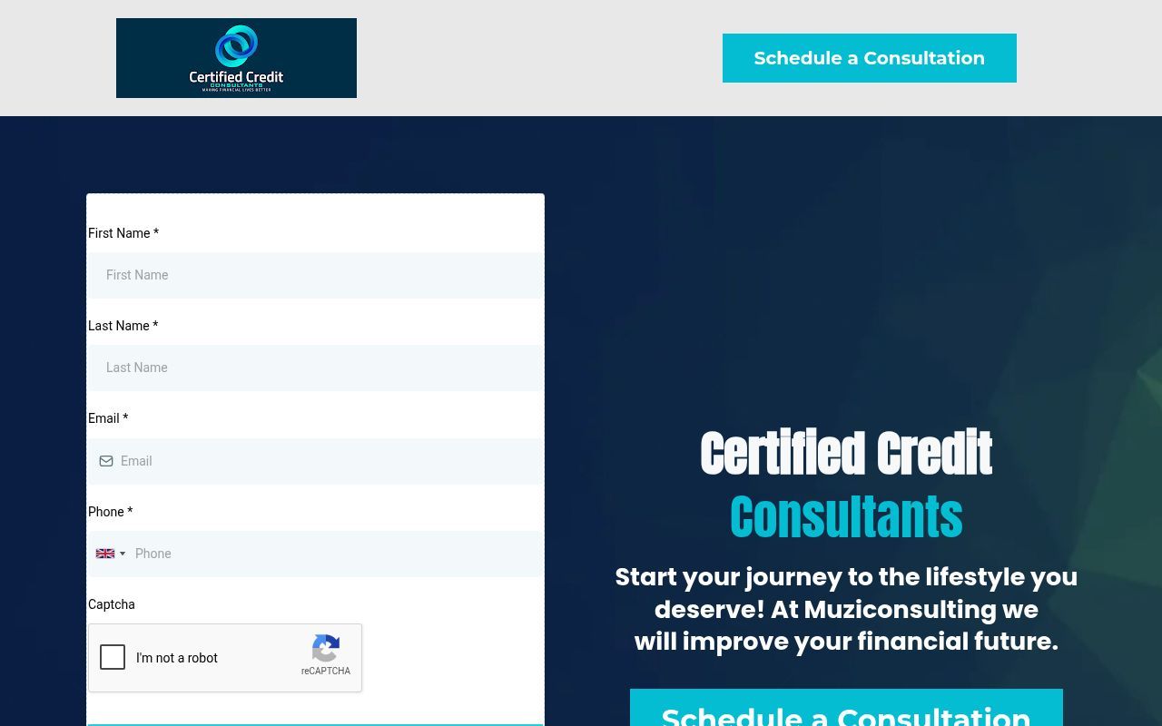 Homepage screenshot of muziconsulting.com
