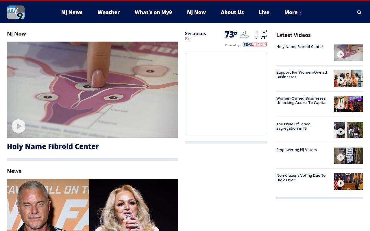 Homepage screenshot of my9nj.com