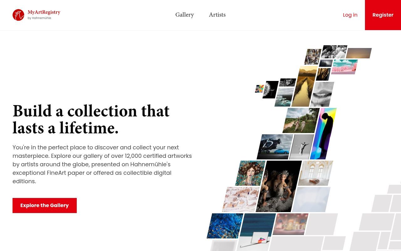 Homepage screenshot of myartregistry.com