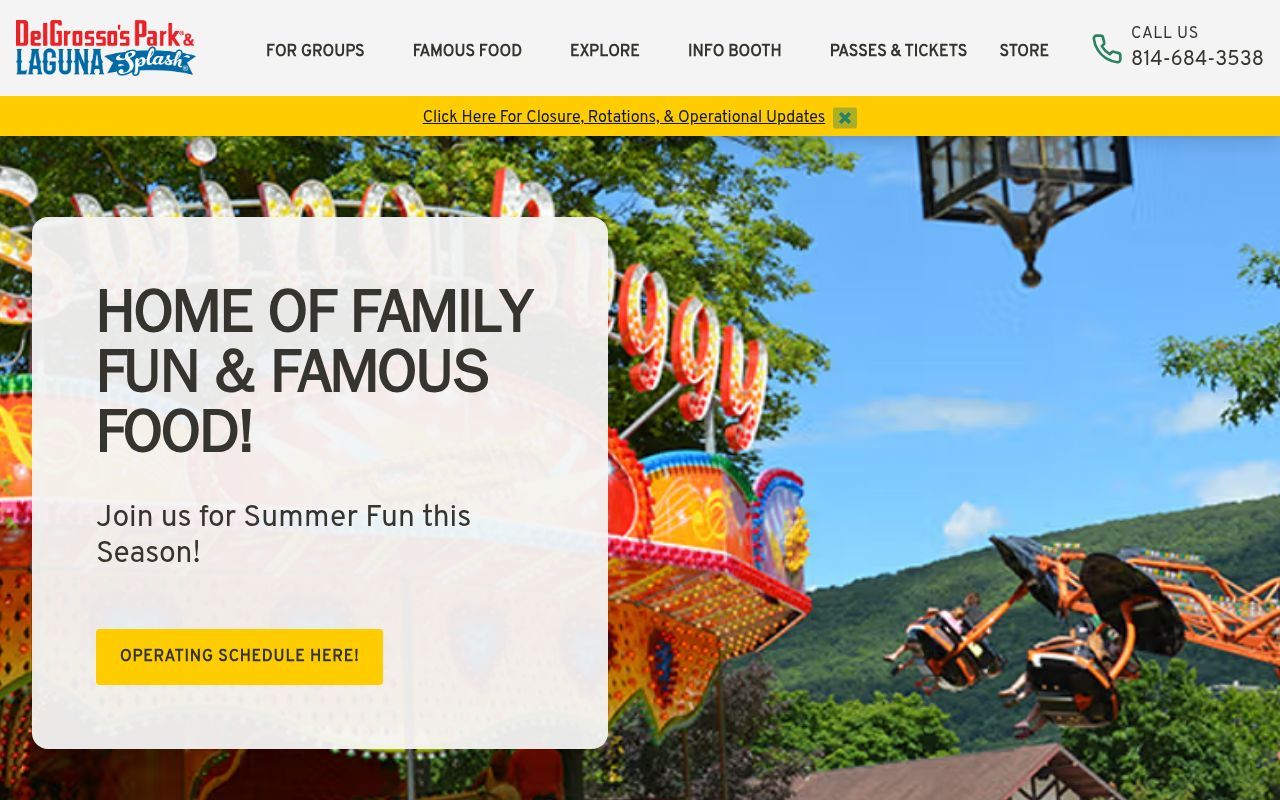 Homepage screenshot of mydelgrossopark.com
