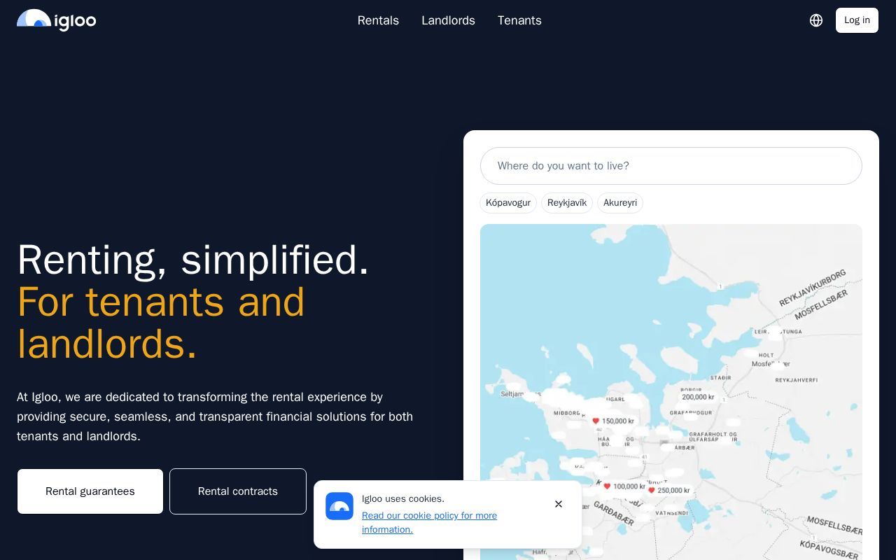 Homepage screenshot of myigloo.is