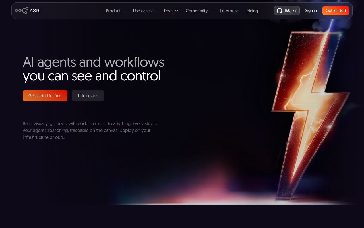 Homepage screenshot of n8n.io