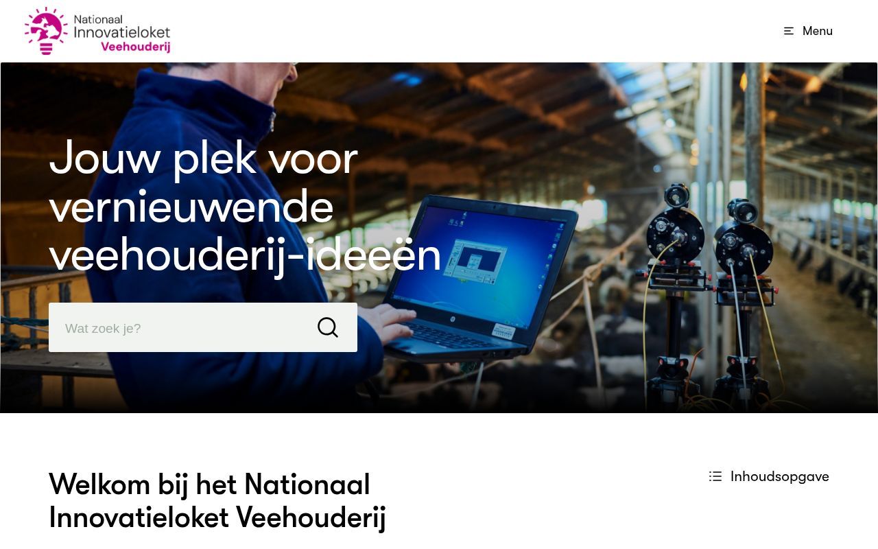Homepage screenshot of nationaalinnovatieloketveehouderij.nl