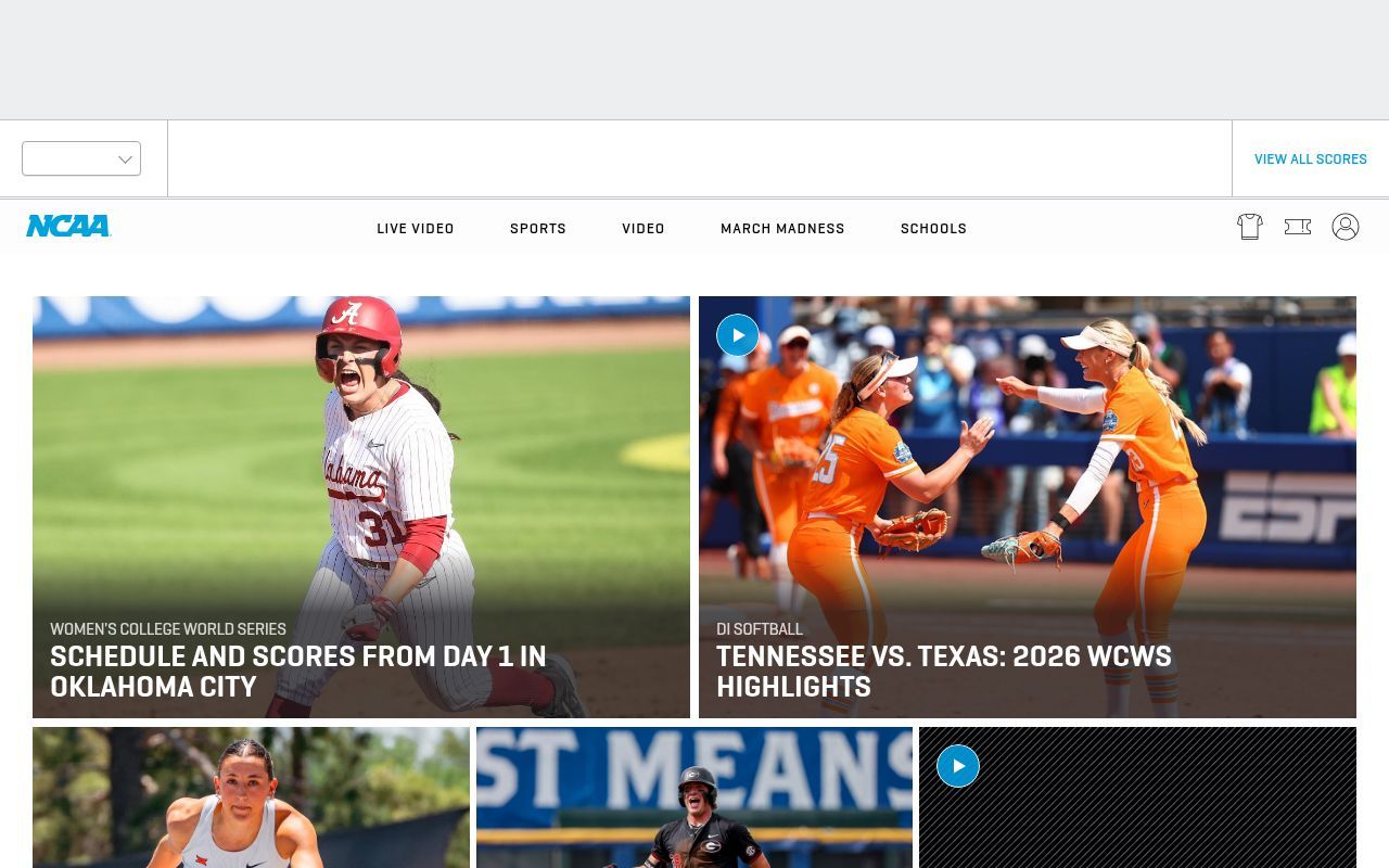Homepage screenshot of ncaa.com