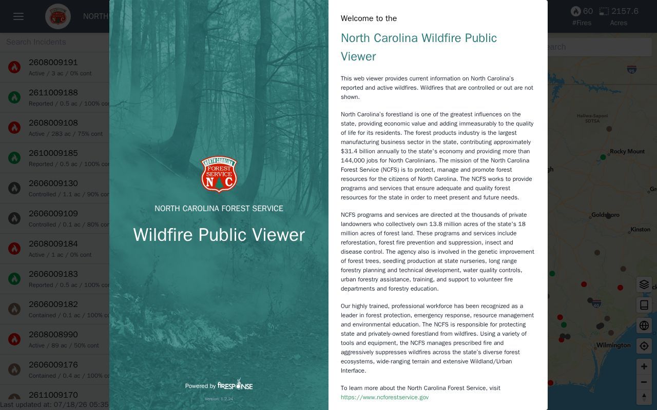 Homepage screenshot of ncfspublic.firesponse.com