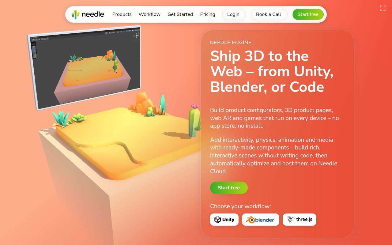 Homepage screenshot of needle.tools