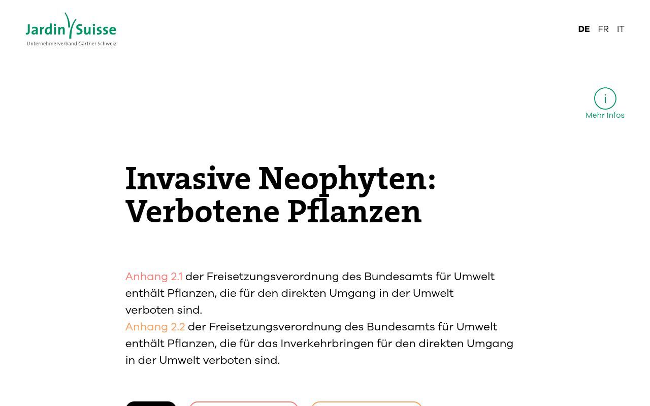 Homepage screenshot of neophyten-schweiz.ch