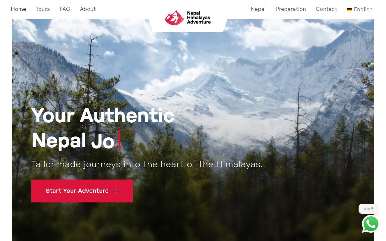 Homepage screenshot of nepal-himalayas-adventure.com