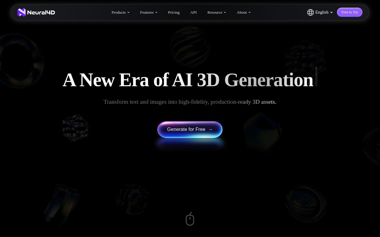 Homepage screenshot of neural4d.com